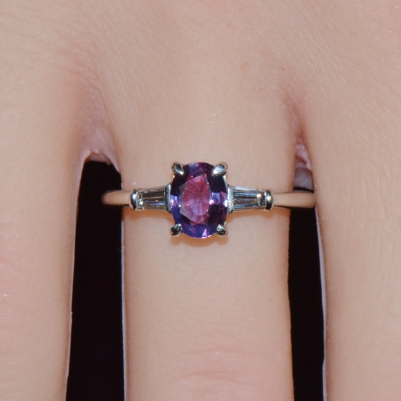 TIFFANY & CO. GIA CERTIFIED NATURAL 1.36CTS DIAMOND SAPPHIRE PLATINUM RING - Picture 7 of 15